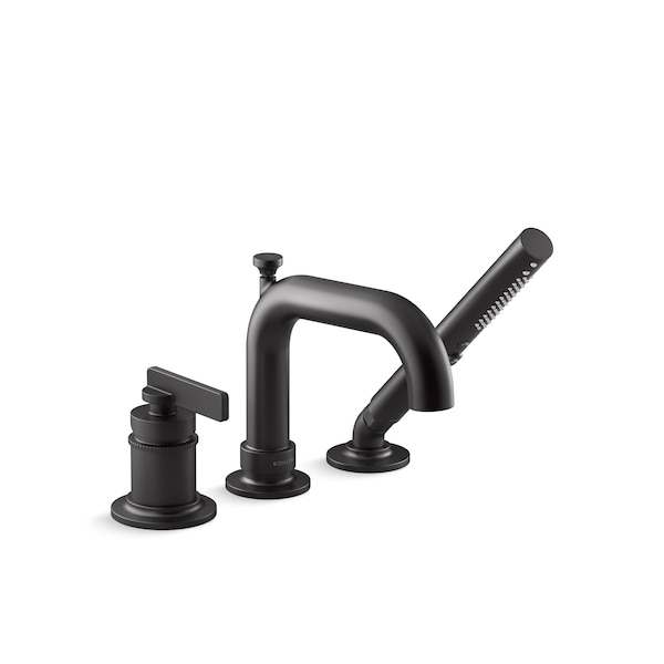 Deck-Mount Bath Faucet With Handshower in Matte Black